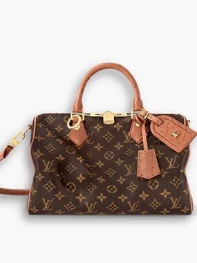 Daisys Boutique Brown Monogram Satchel with Tan Trim